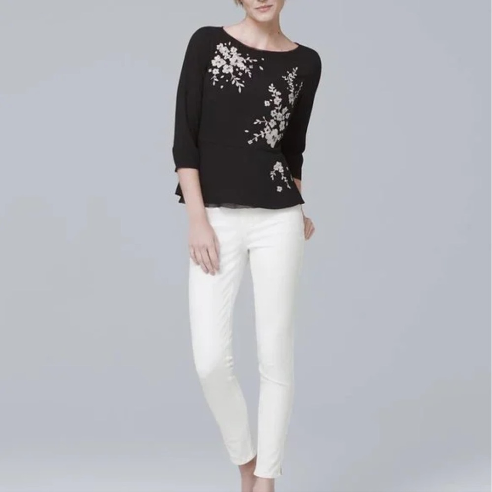 WHBM White Mid-Rise Ankle Zip Crop Jeggings, 00
